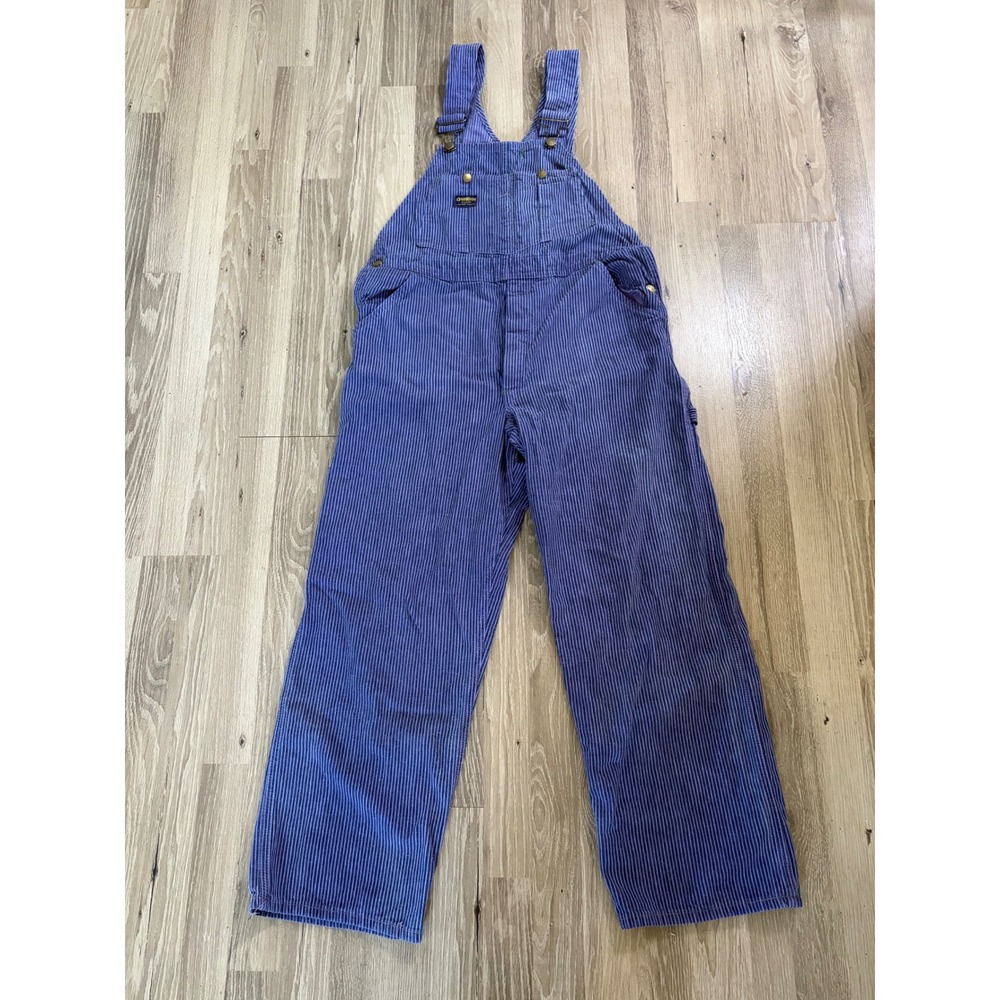 Vintage 40s 50s OshKosh B'Gosh Engineer Railroad Hickory Stripe 38x27 Union READ